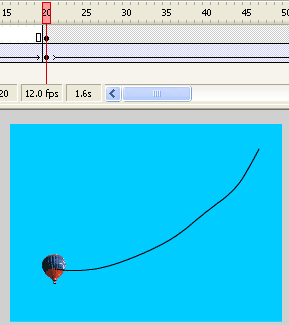 Keyframe 20 for both the animation and the Guide layer