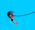 Placing the center point of the balloon symbol on the line